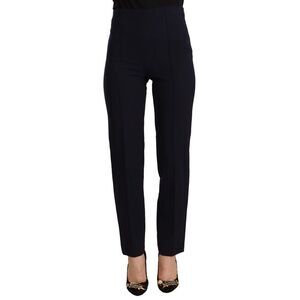 AGLINI Black High Waist Polyester Women Straight Women's Pants